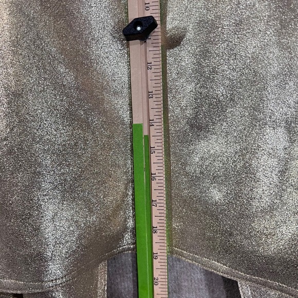 Cato Metallic Moto Jacket Women L Gold Faux Leather Shimmer Glam Biker Rocker - Picture 6 of 8